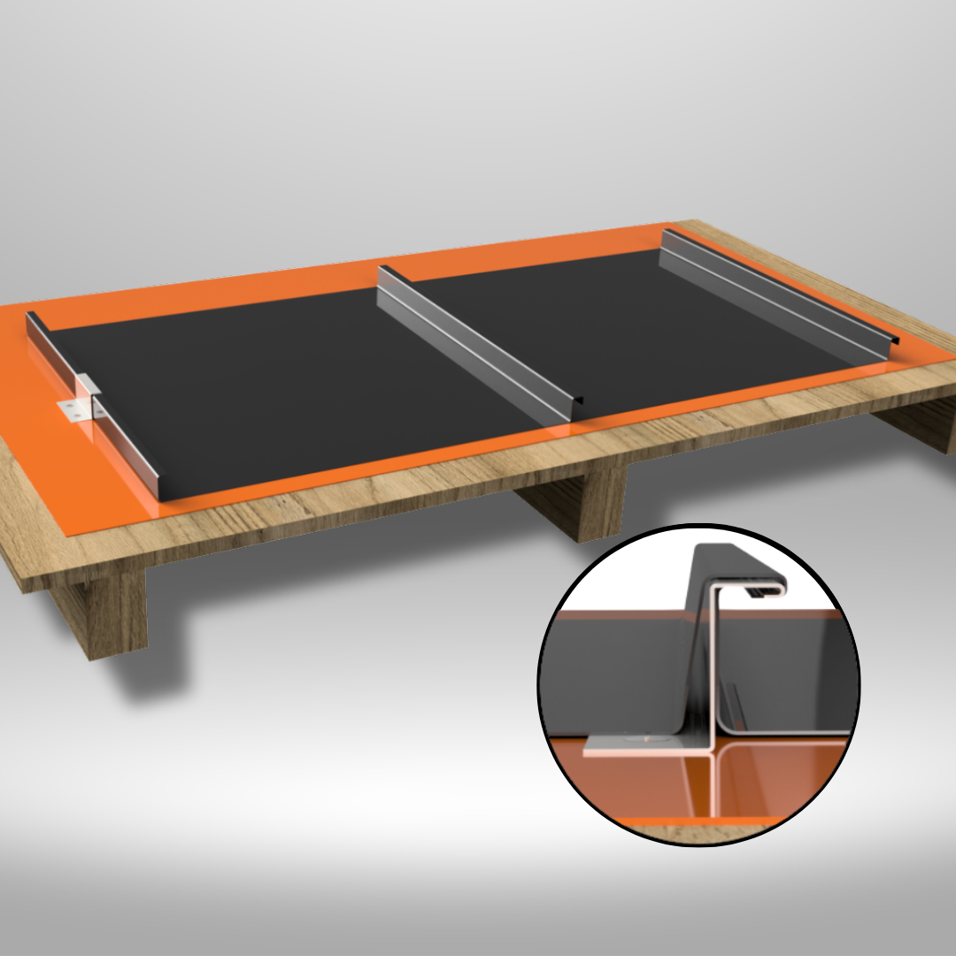 Double-lock standing seam panels, 25 mm seam