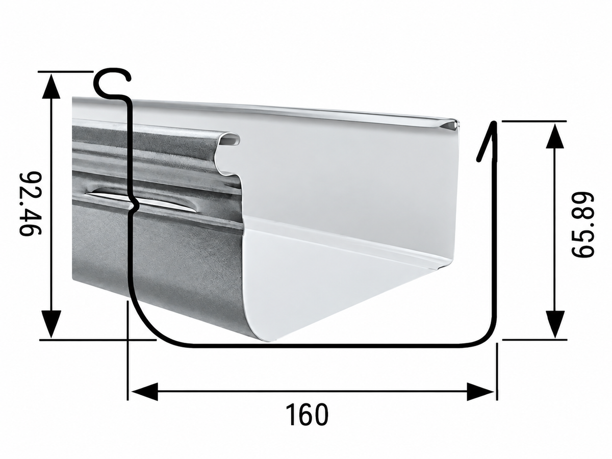 Quad Gutter 175 High Front side profile with dimensions